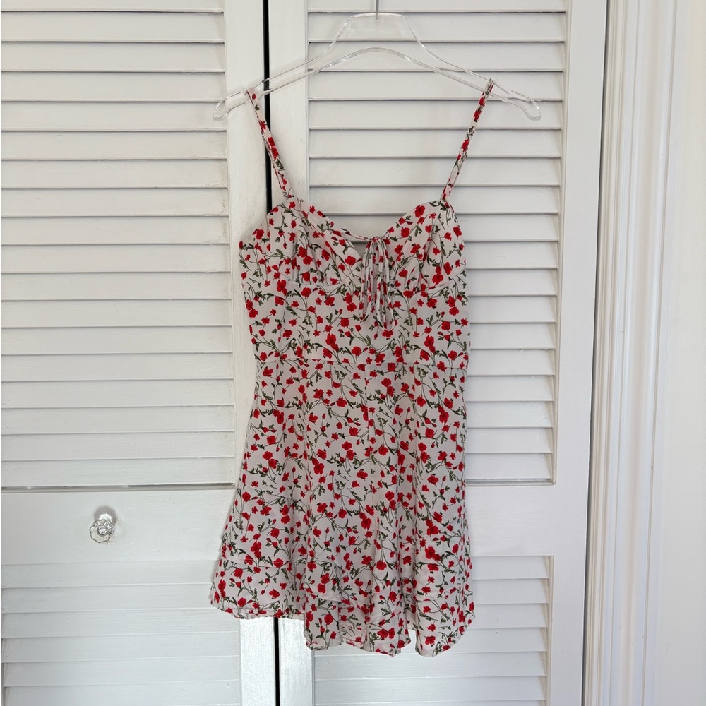 Princess Polly White Mini Dress with Red Floral Print